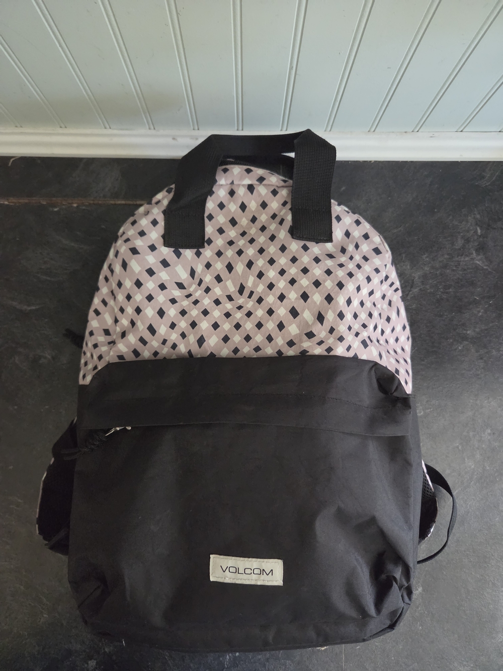Volcom Pink and Black Patterned Backpack
